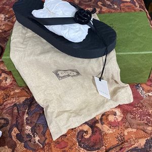 Black Gucci Slide Thong Sandal